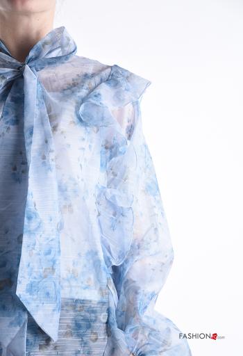 Blusa de Algodón manga larga Estampado Floral con volantes con lazo - ph 4