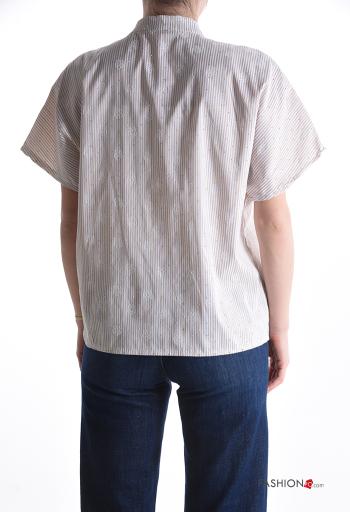 Camisa manga corta a rayas con botones con brillantes - ph 2