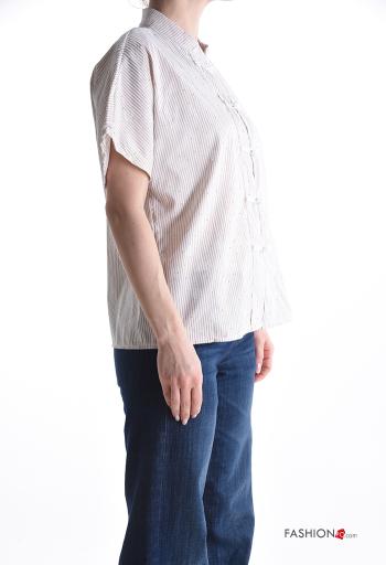 Camisa manga corta a rayas con botones con brillantes - ph 3