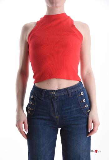 Top sín mangas de Algodón canalé