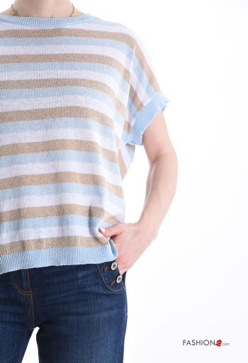 Jersey de Algodón manga corta cuello redondo a rayas - ph 4