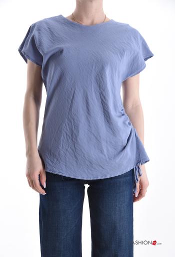 Blusa de Algodón manga corta con cordón