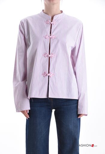 Camisa de Algodón manga larga a rayas con botones