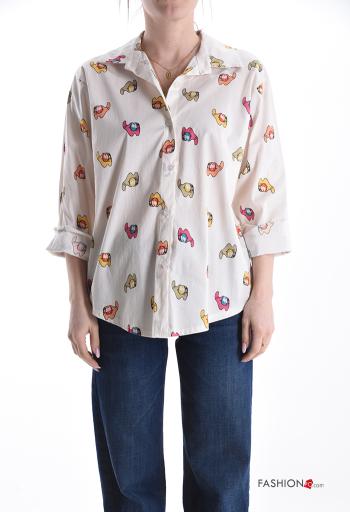 Camisa de Algodón manga larga con cuello Diseño impreso con botones - ph 1