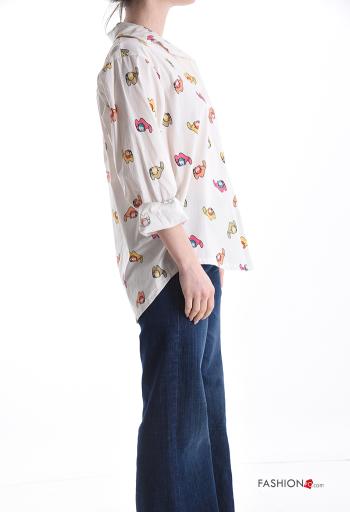 Camisa de Algodón manga larga con cuello Diseño impreso con botones - ph 3