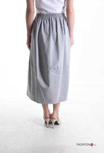 Falda de Algodón midi con bolsillos con elástico - ph 2