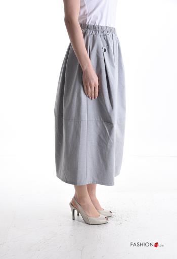 Falda de Algodón midi con bolsillos con elástico - ph 3