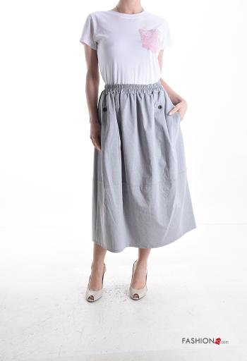 Falda de Algodón midi con bolsillos con elástico - ph 5