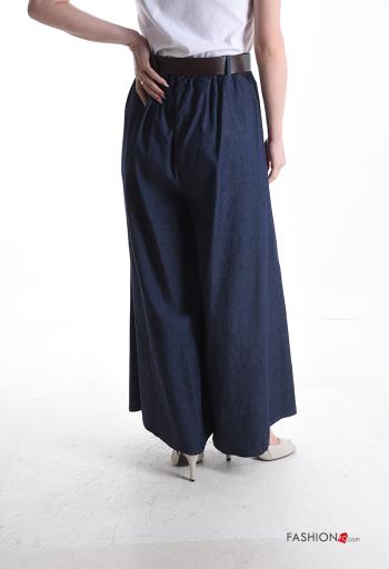 Pantalones de Algodón tela vaquera wide leg con cinturón con bolsillos - ph 2