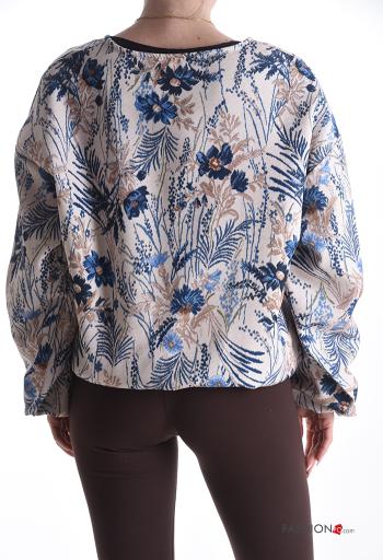 Blumenmuster lange ärmel Jacke mit Reißverschluss - ph 2