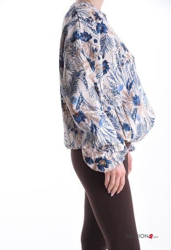 Blumenmuster lange ärmel Jacke mit Reißverschluss - ph 3