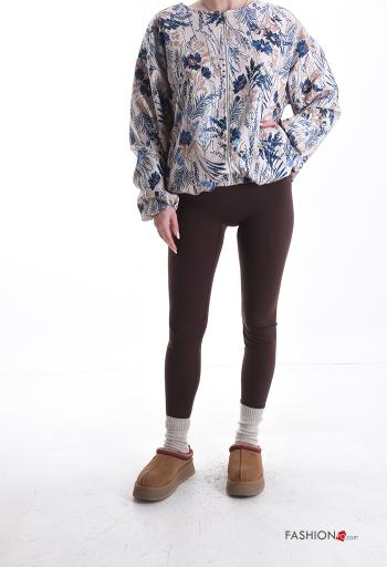 Blumenmuster lange ärmel Jacke mit Reißverschluss - ph 5