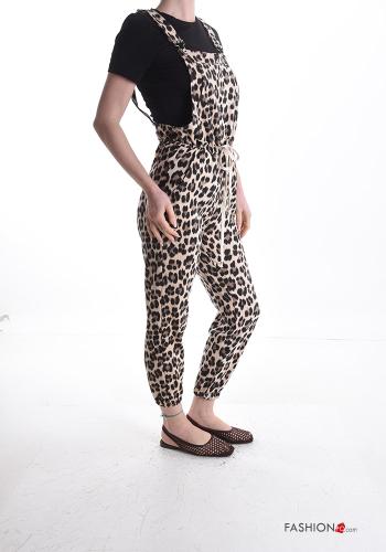 Salopette en Coton Imprimé animalier avec poches avec coulisse - ph 3