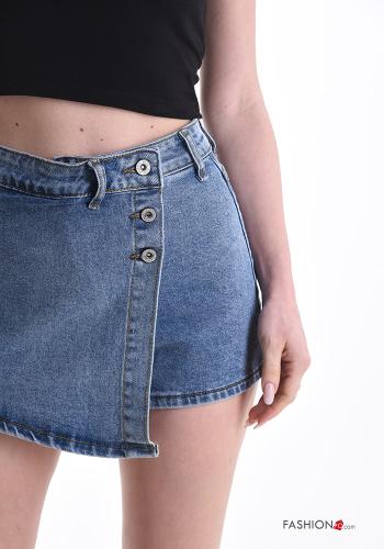 Shorts en Coton en denim asymétrique à boutons - ph 4