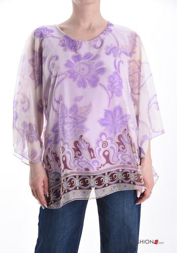 Blusa chiffon Fantasia floreale con fodera