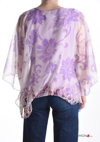 Blusa chiffon Fantasia floreale con fodera - ph 2