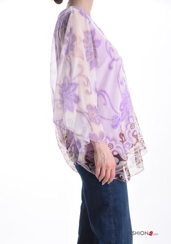 Blusa chiffon Fantasia floreale con fodera - ph 3