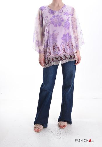 Blusa chiffon Fantasia floreale con fodera - ph 5