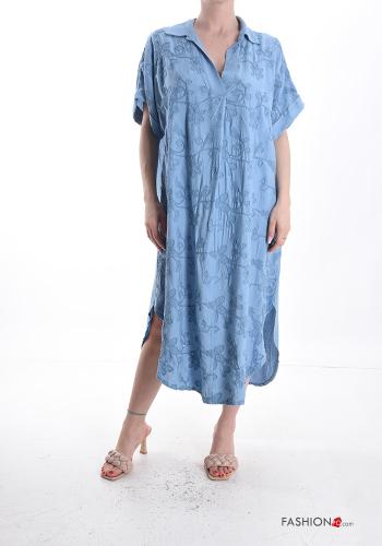 Abito maniche corte Fantasia ricamata con paillettes scollo a V - ph 1