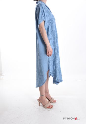 Abito maniche corte Fantasia ricamata con paillettes scollo a V - ph 3