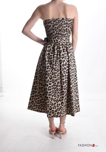 Scamiciato in Cotone Fantasia animalier con cintura - ph 2