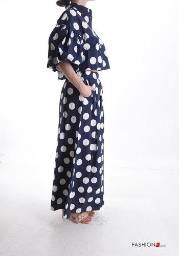 Coordinato maniche a palloncino wide leg Fantasia stampata con bottoni con tasche - ph 3