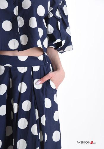 Coordinato maniche a palloncino wide leg Fantasia stampata con bottoni con tasche - ph 4