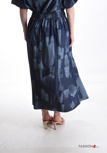 Gonna in Cotone denim lungo Fantasia astratta con elastico - ph 2