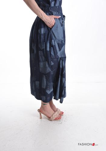 Gonna in Cotone denim lungo Fantasia astratta con elastico - ph 3