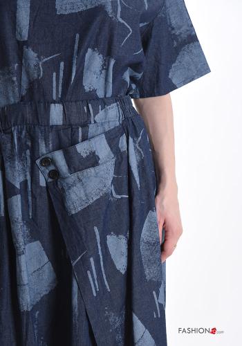 Gonna in Cotone denim lungo Fantasia astratta con elastico - ph 4
