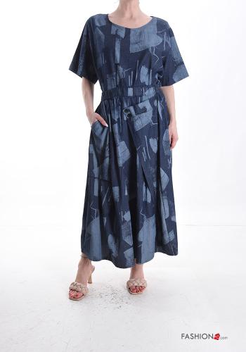 Gonna in Cotone denim lungo Fantasia astratta con elastico - ph 5