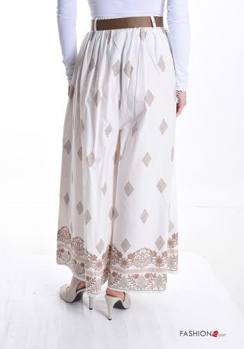 Abstract print wide leg Trousers with pockets with ribbon - ph 2