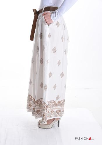 Abstract print wide leg Trousers with pockets with ribbon - ph 3