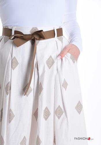 Abstract print wide leg Trousers with pockets with ribbon - ph 4