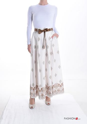Abstract print wide leg Trousers with pockets with ribbon - ph 5