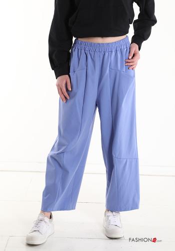 Pantalon en Coton wide leg avec poches avec élastique