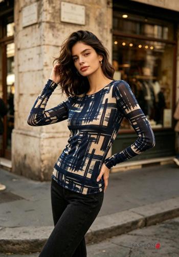 Creative print Cashmere Blend Blouse - ph 1