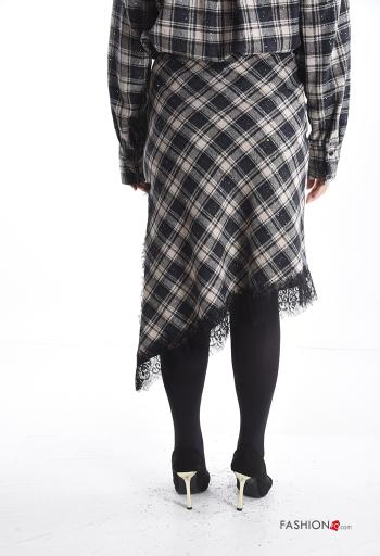 Gonna in Cotone pizzo asimmetrico Fantasia tartan con elastico con spacco - ph 2