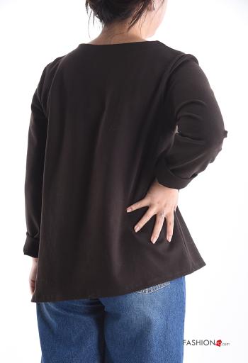 Maglietta a manica lunga girocollo asimmetrico pizzo maniche lunghe - ph 2