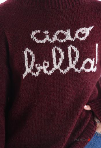 Maglione maniche lunghe girocollo Fantasia scritta - ph 4