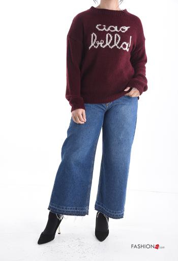 Maglione maniche lunghe girocollo Fantasia scritta - ph 5