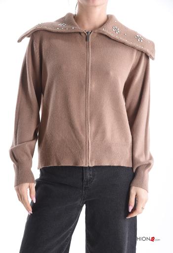 Chaqueta de punto con cremallera con brillantes - ph 1