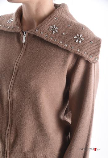 Chaqueta de punto con cremallera con brillantes - ph 4