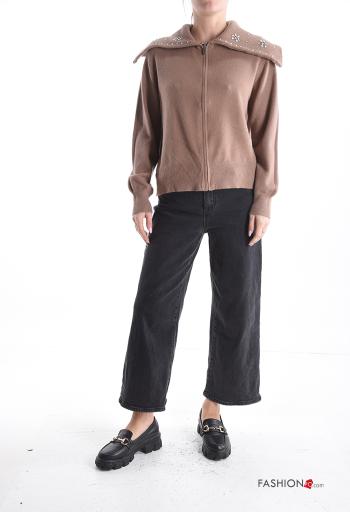 Chaqueta de punto con cremallera con brillantes - ph 5