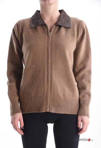 Cardigan ecopelle con zip - ph 1