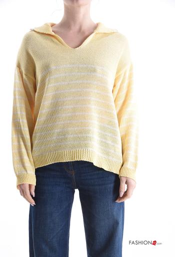 Chaqueta de punto de Algodón con cuello a rayas - ph 1