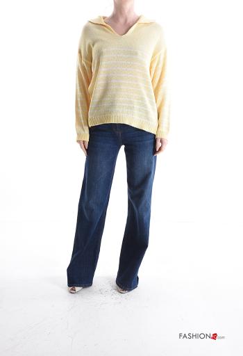 Chaqueta de punto de Algodón con cuello a rayas - ph 5