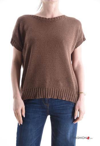 Jersey de Algodón manga corta cuello redondo