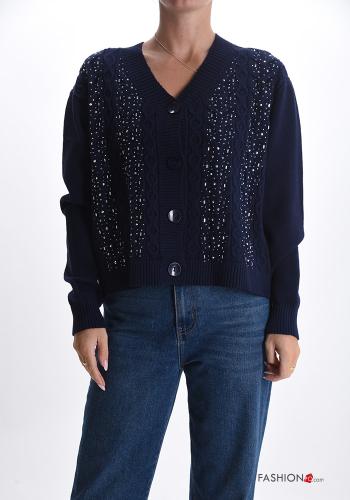 Cardigan with buttons with rhinestones