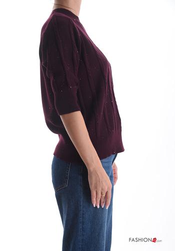 short sleeve crew neck Sweater with sequins - ph 3